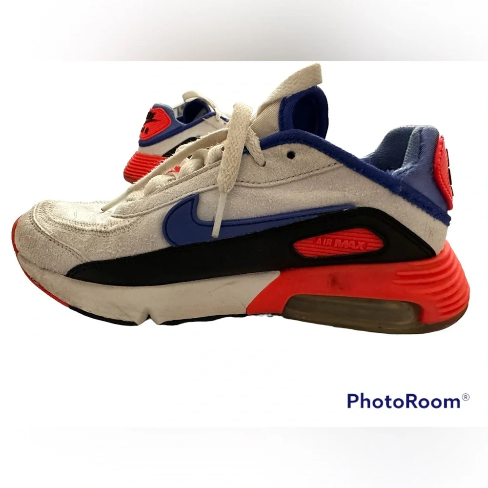 Nike Air Max Boy’s Sneakers in White, Sapphire Blue and Orange| Size: 4